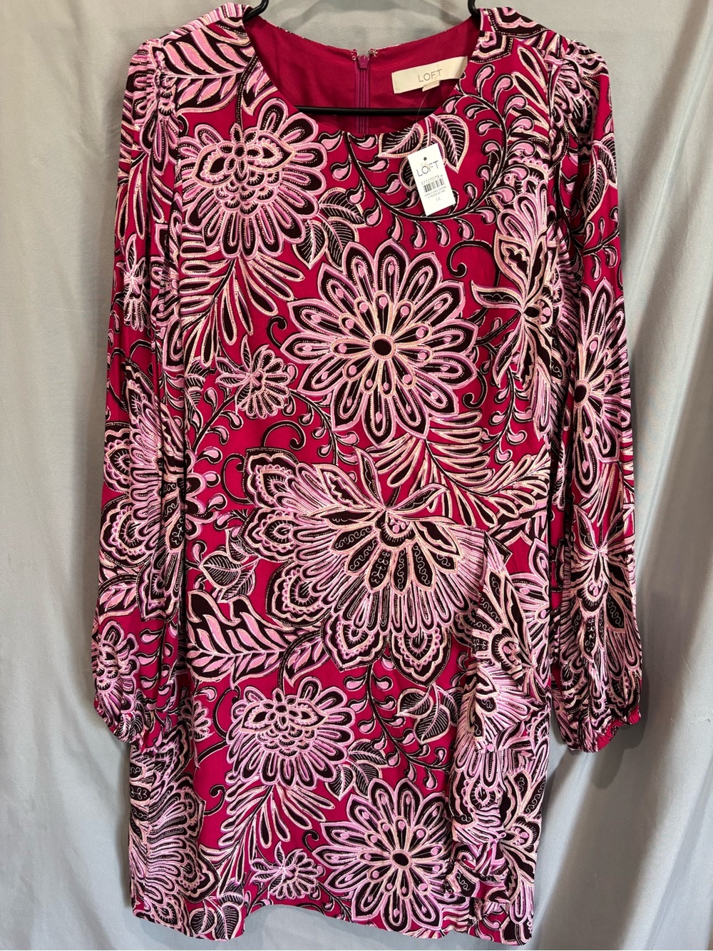 LOFT Magenta Floral Sheath Dress